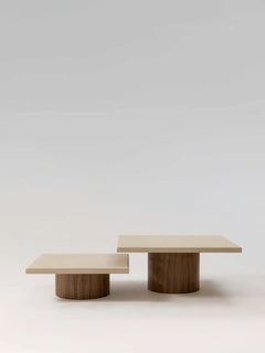 Tables gigognes NOĀ noyer pieds cylindriques — PLATŌ
