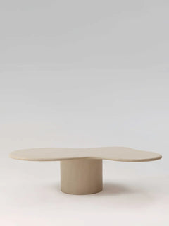 Table basse TEĀ MORTEX béton ciré pied central — PLATŌ