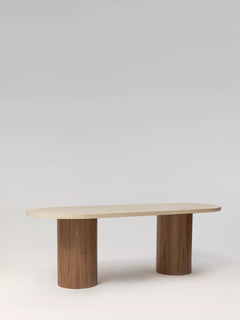 Table à manger NAŌ noyer pieds cylindriques — PLATŌ
